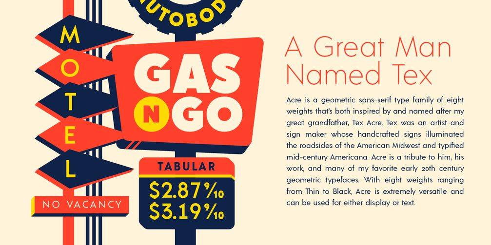 Acre Typeface Weight Font sample