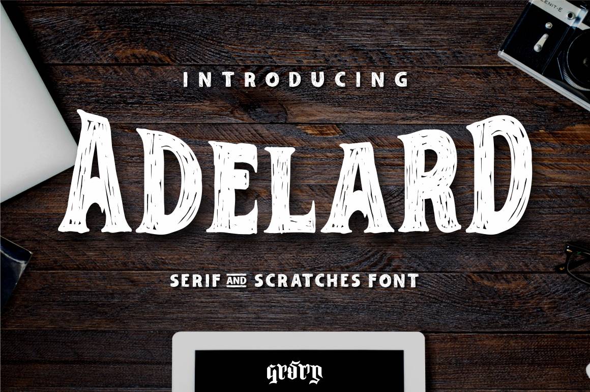 Adelard Serif & Scratches Font sample