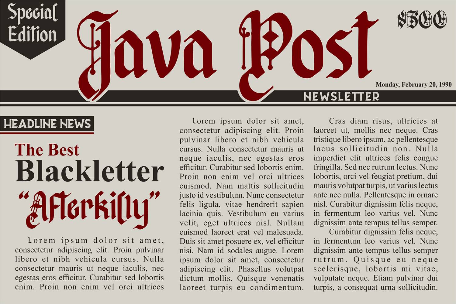 Afterkilly Blackletter Font sample