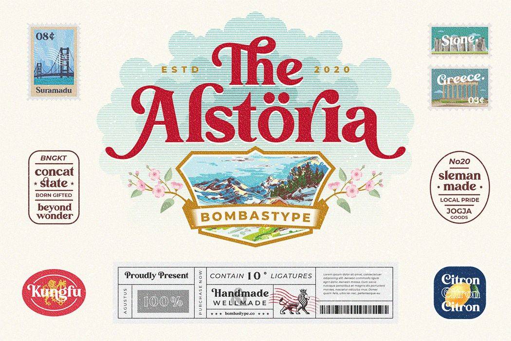 Alstoria Font sample