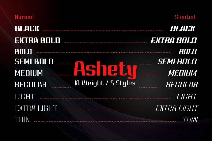 Ashety Font sample