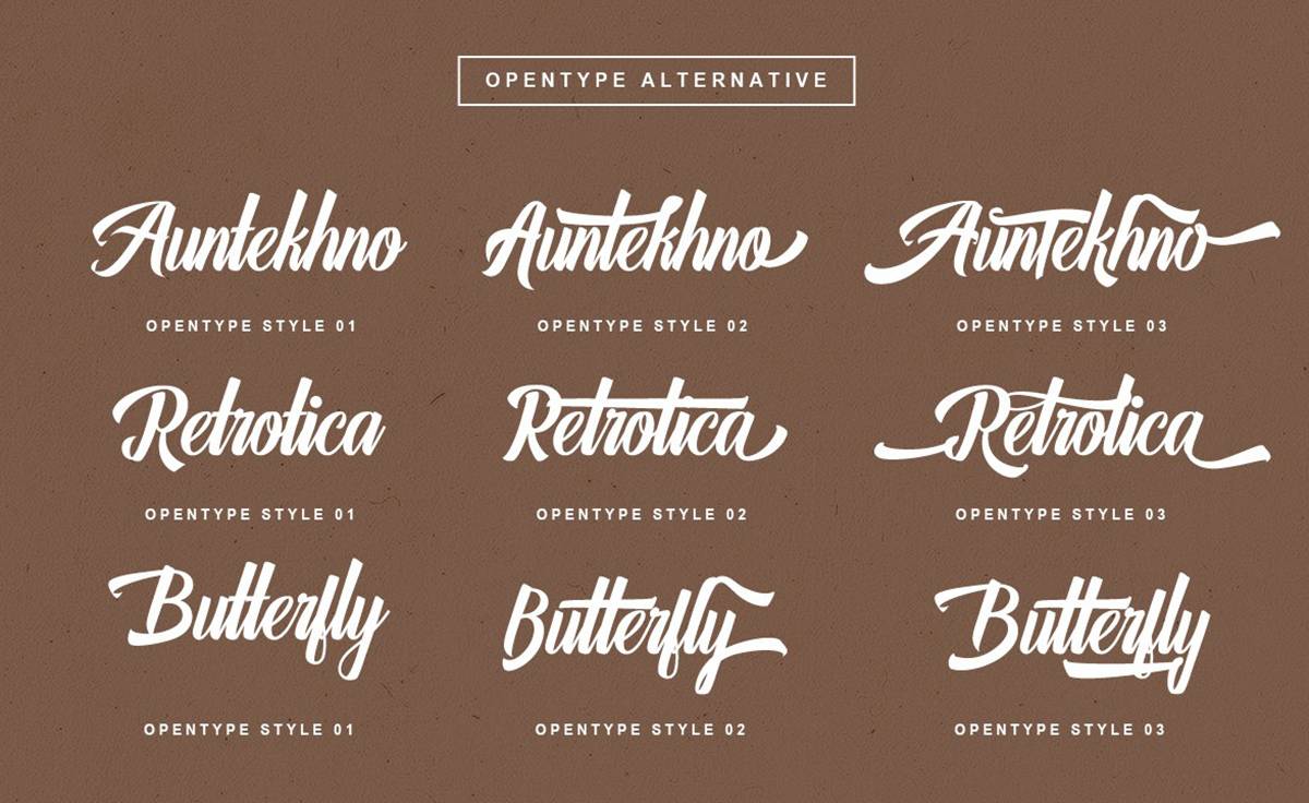Auntekhno Script Font sample