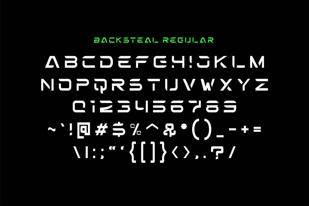 Backsteal Font sample