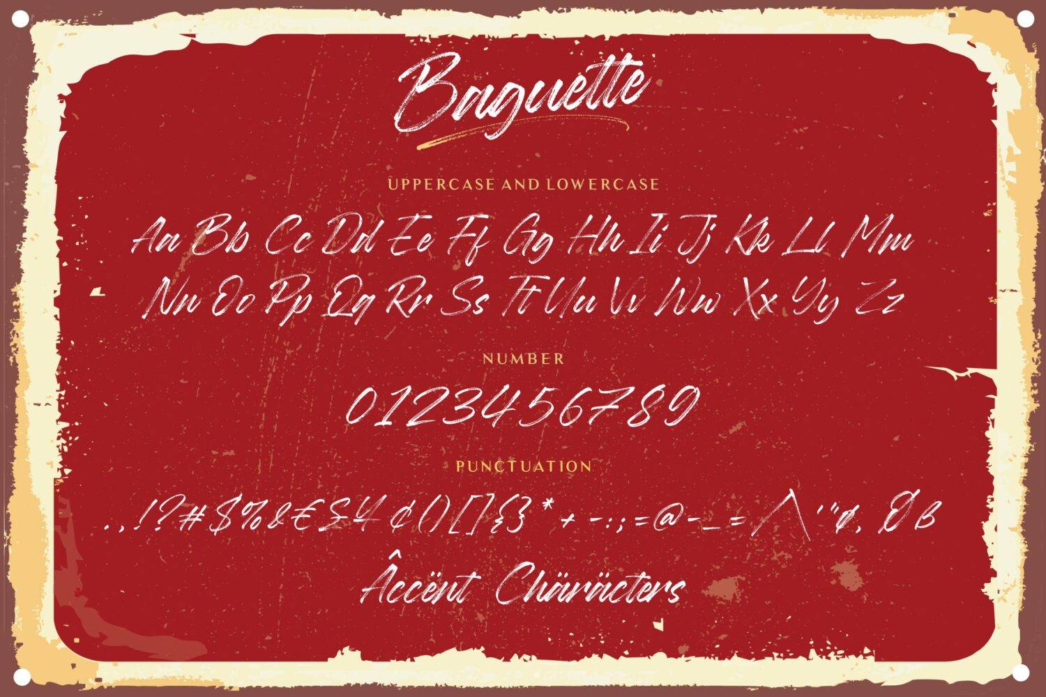 Baguette Natural Handbrushed Font sample