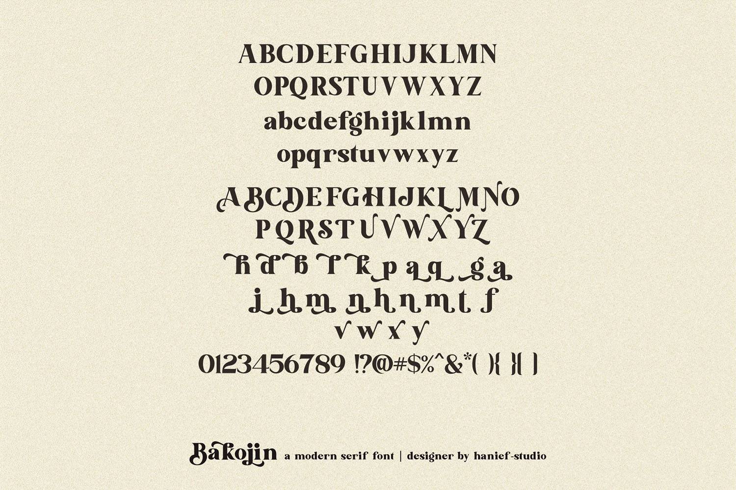 Bakojin Font sample