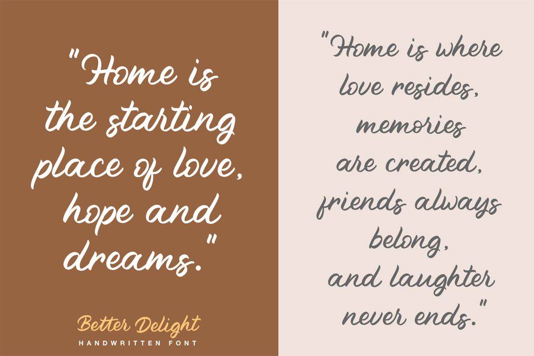 Better Delight Font sample