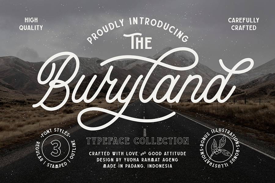 Buryland Vintage Monoline Script sample