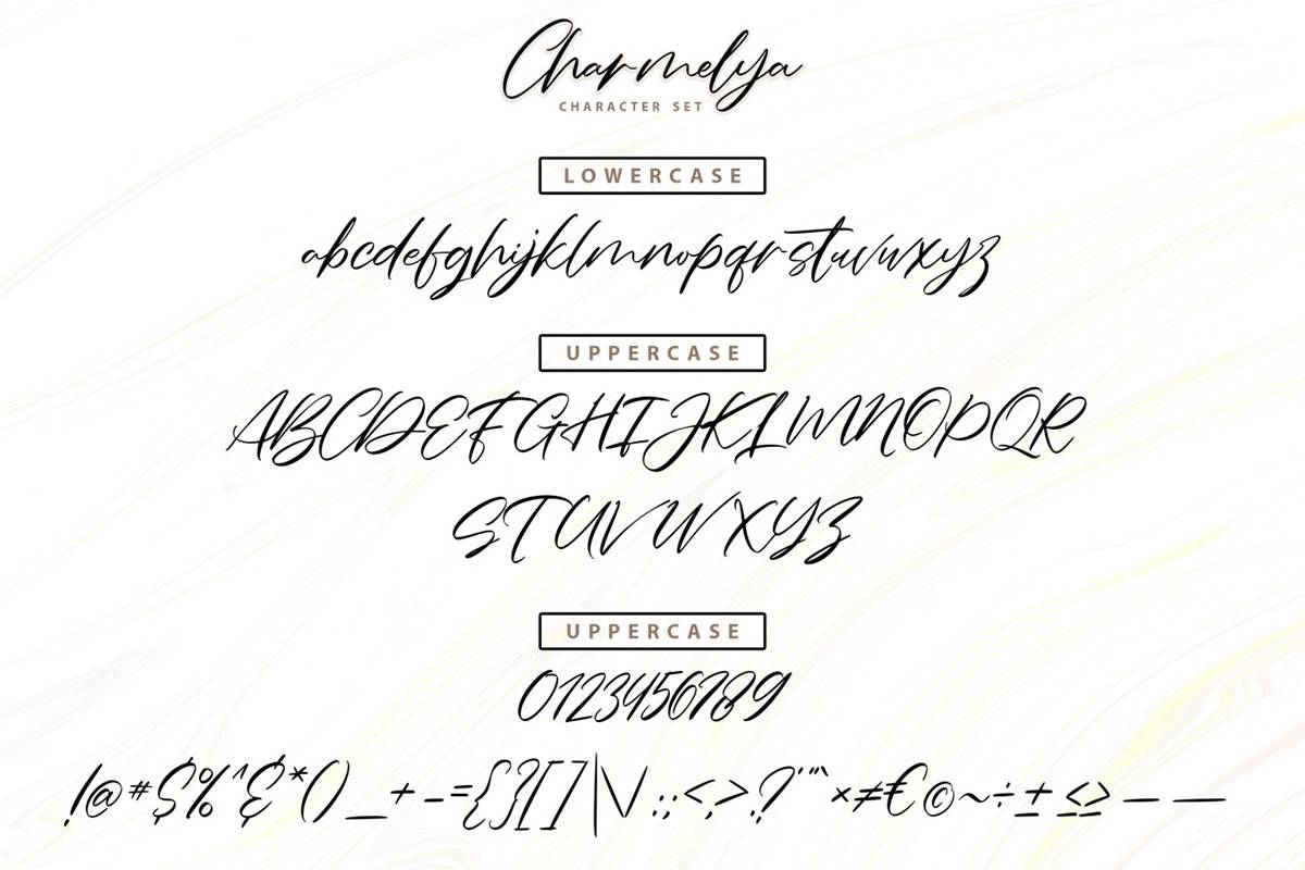 Charmelya Font sample