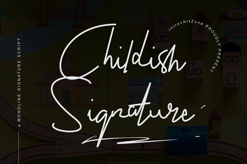 Childish Signature Font sample