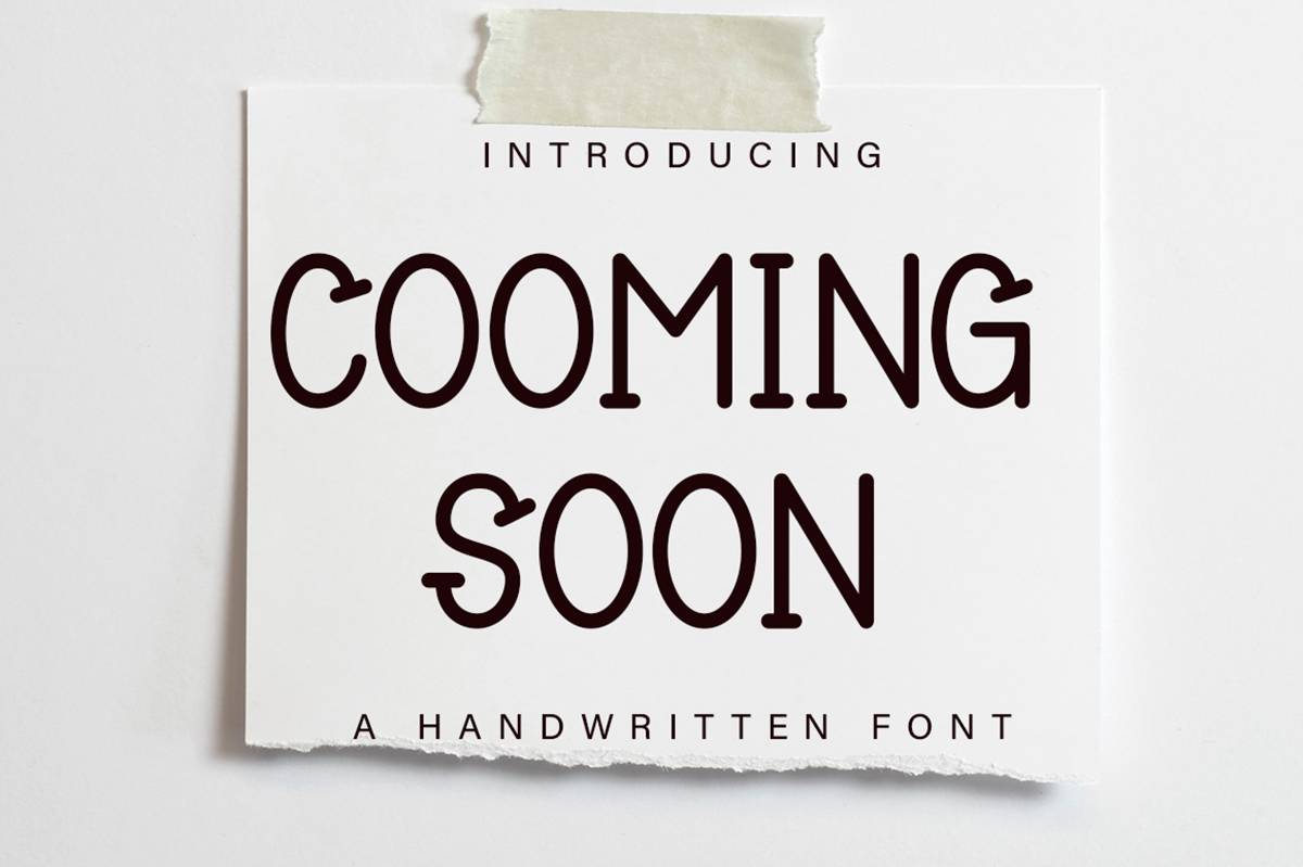 Cooming Soon Font sample