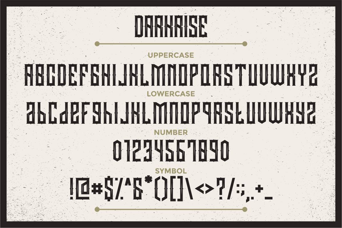 Darkrise Font sample