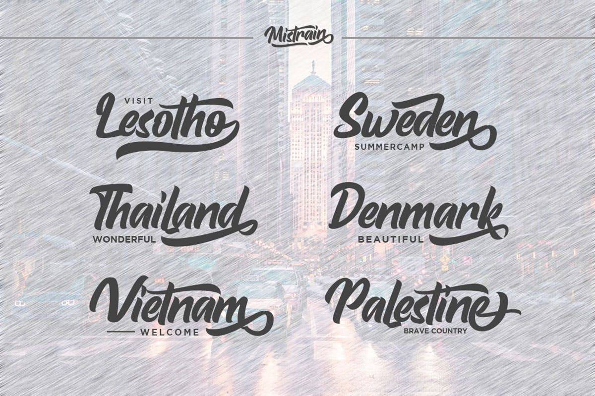 Demo Mistrain Typeface Font sample
