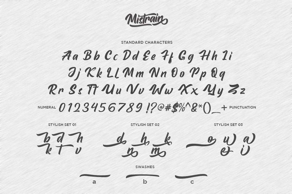 Demo Mistrain Typeface Font sample