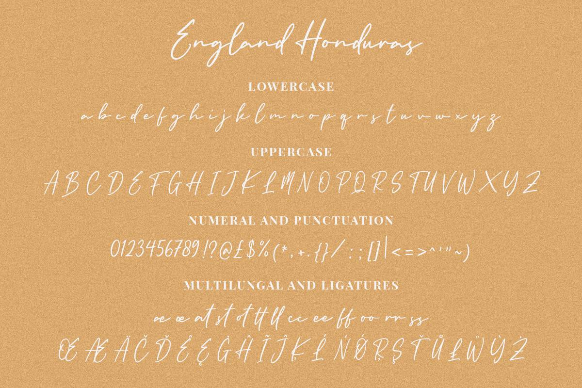 England Signature Font sample