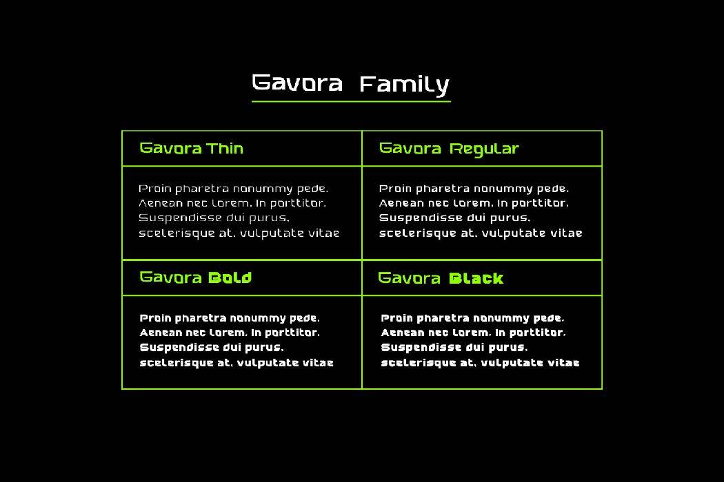 Gavora Font sample