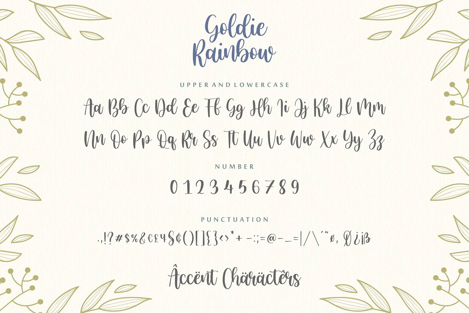 Goldie Rainbow Font sample