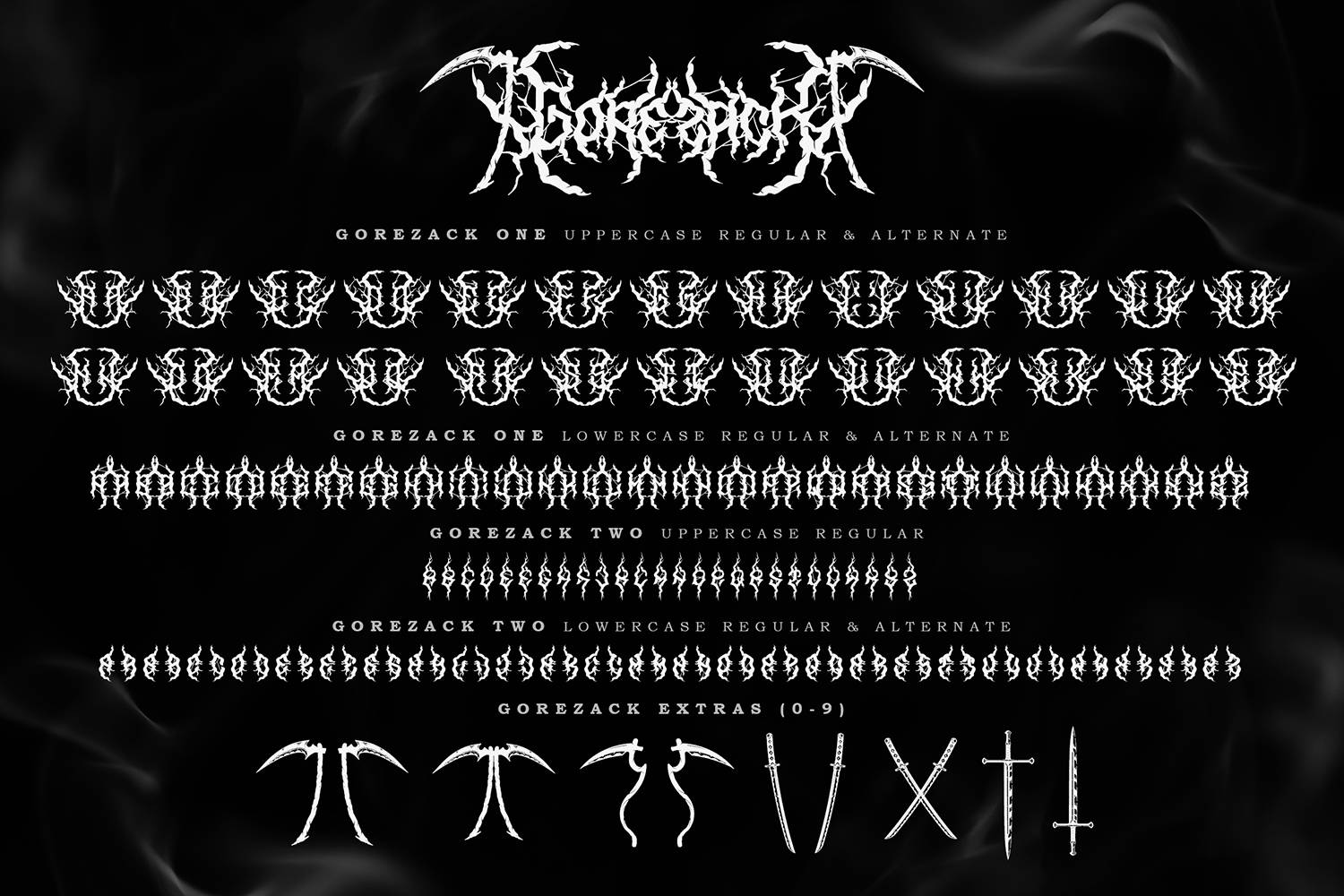 Gorezack Font sample