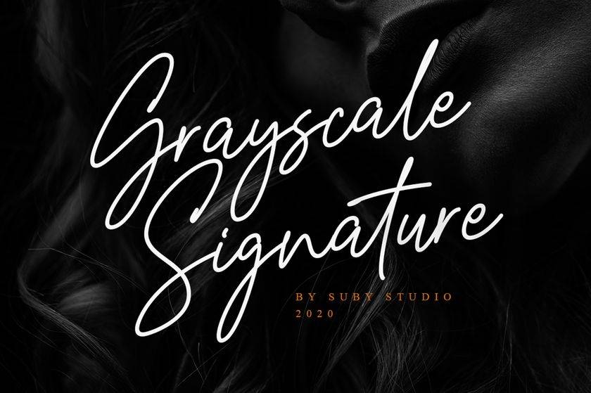 Grayscale Signature Font sample