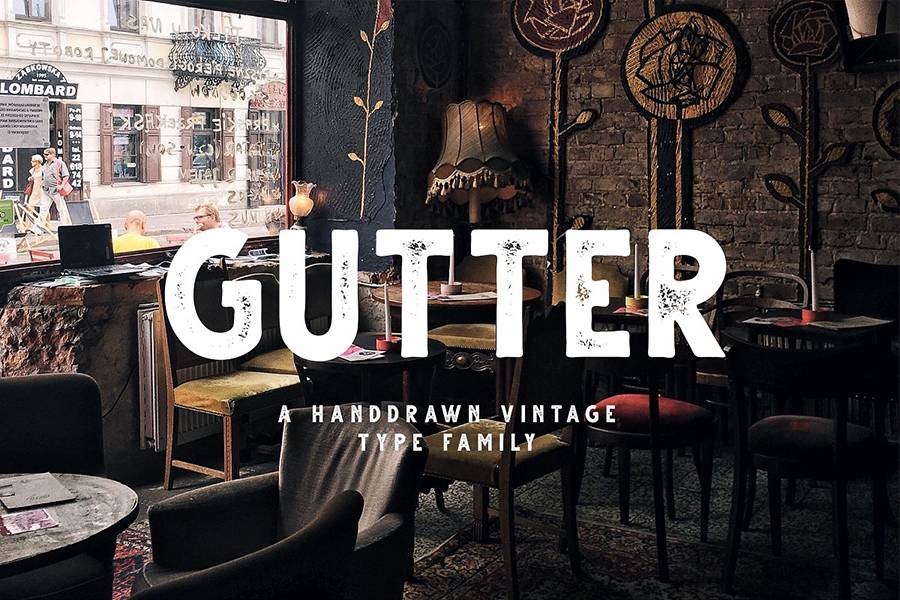 Gutter Handdrawn Vintage Font sample