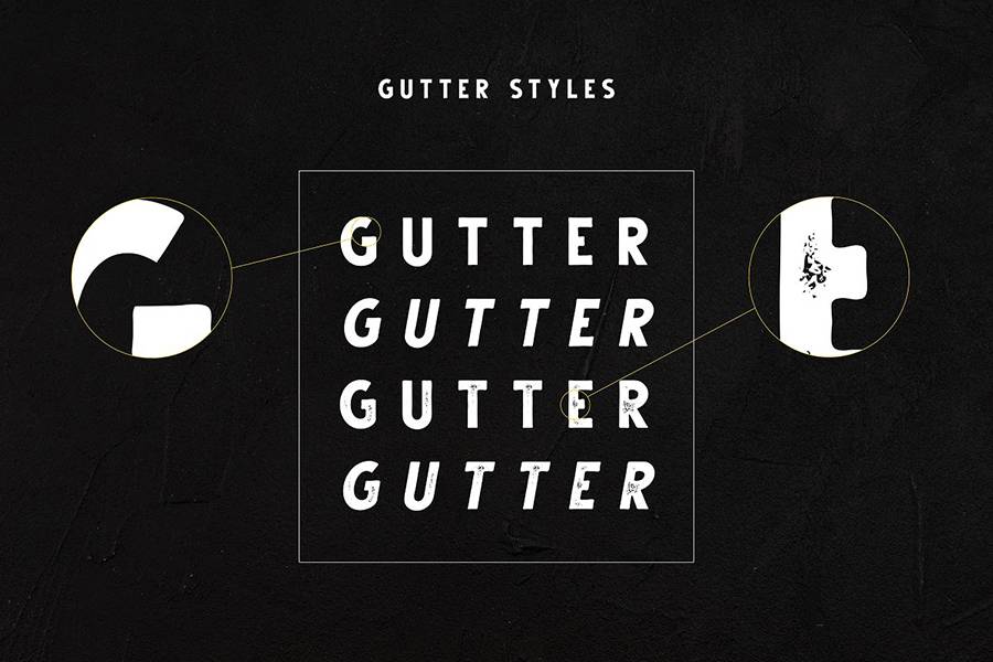 Gutter Handdrawn Vintage Font sample