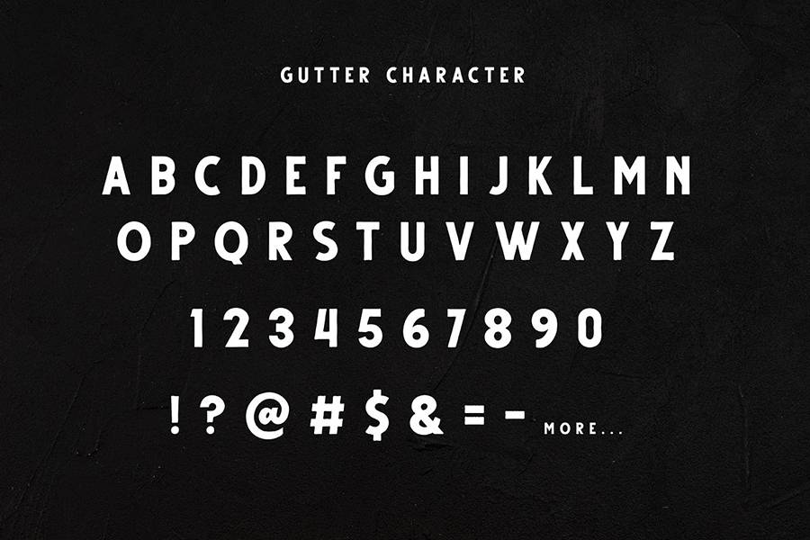 Gutter Handdrawn Vintage Font sample