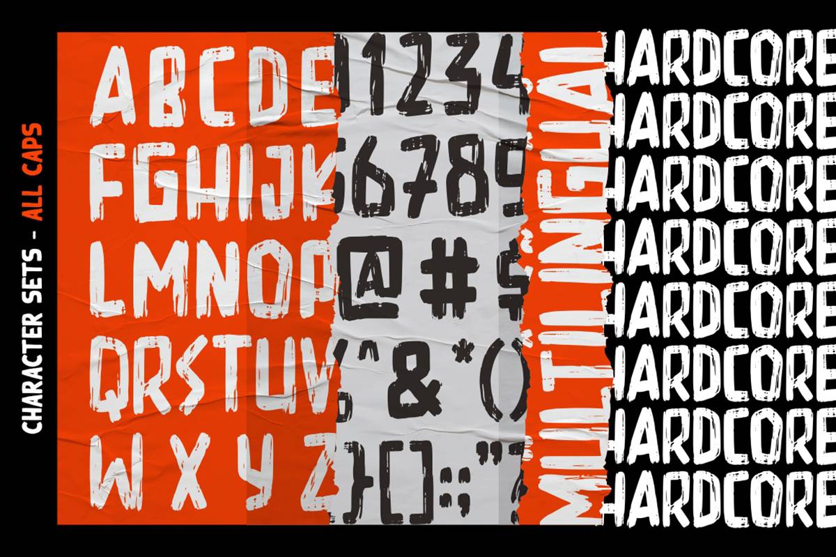 Hardcore Brush Font sample