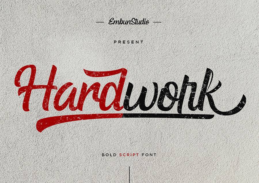 Hardwork Bold Script Font sample