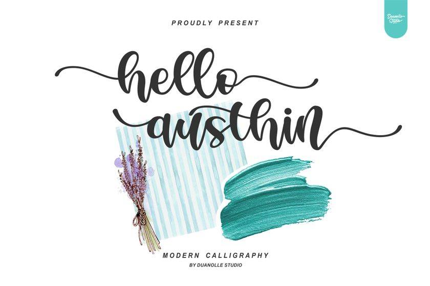 Hello Austhin Font sample