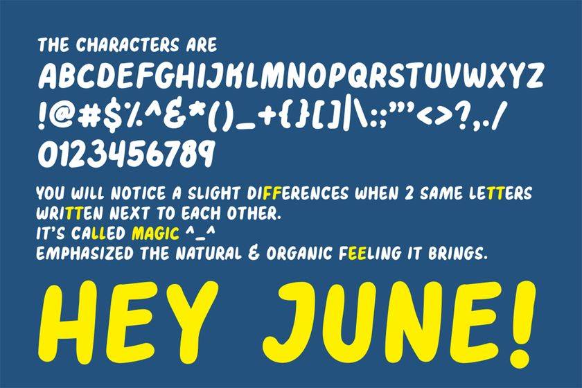 Hey June Font sample