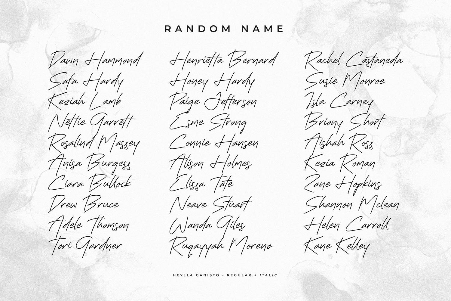 Heylla Ganisto Font sample