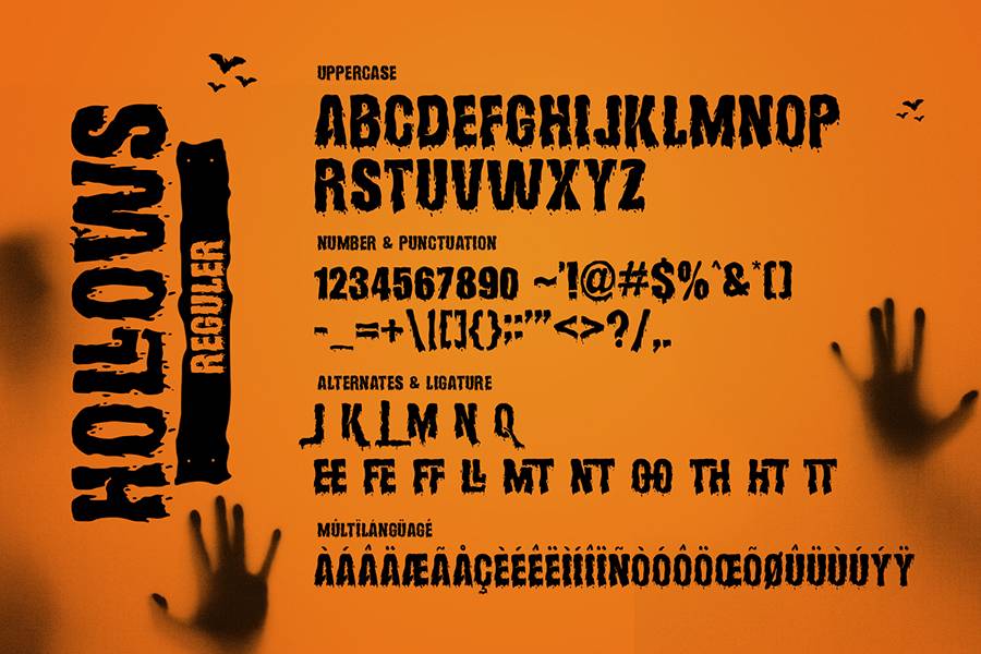 Hollows Spooky Display Font sample