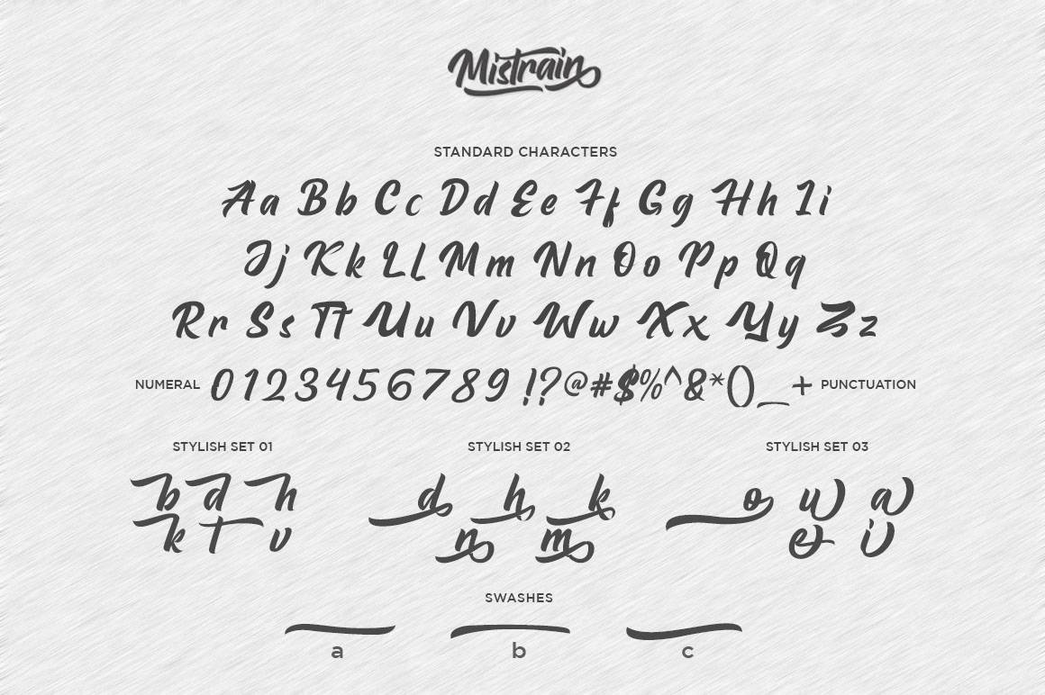 Mistrain Script Modern Hand Lettering sample