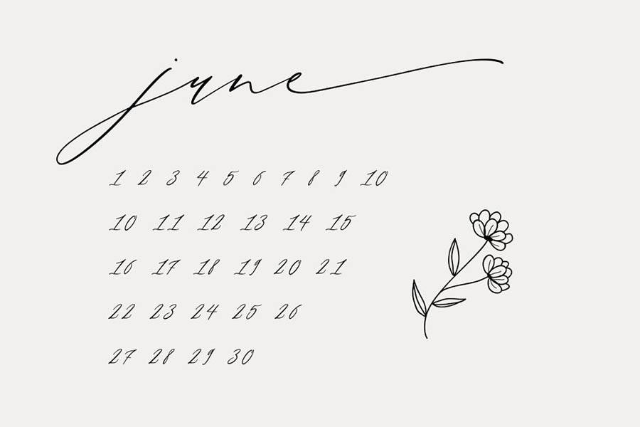 Month Glade Script Font sample