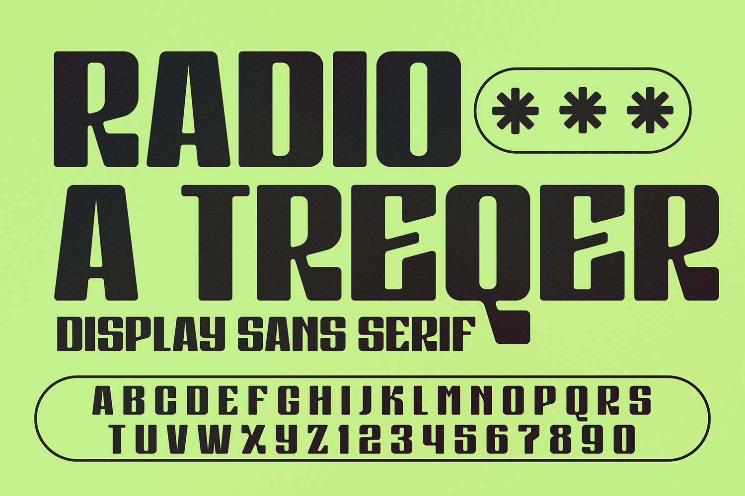 Radio a Treqer Font sample