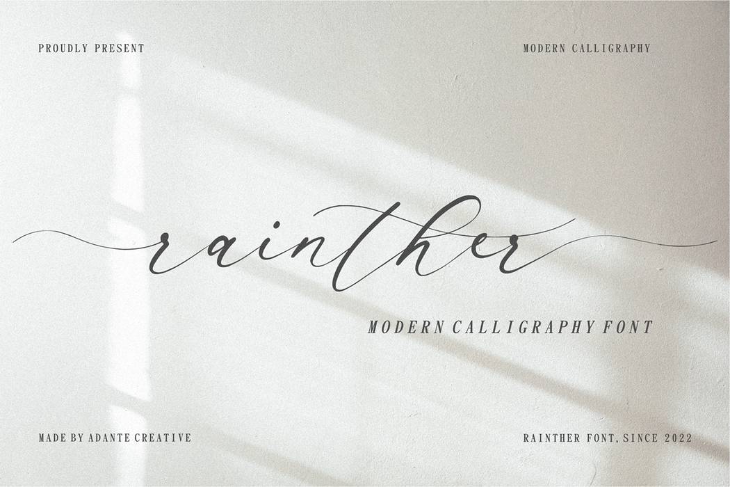 Rainther Font sample