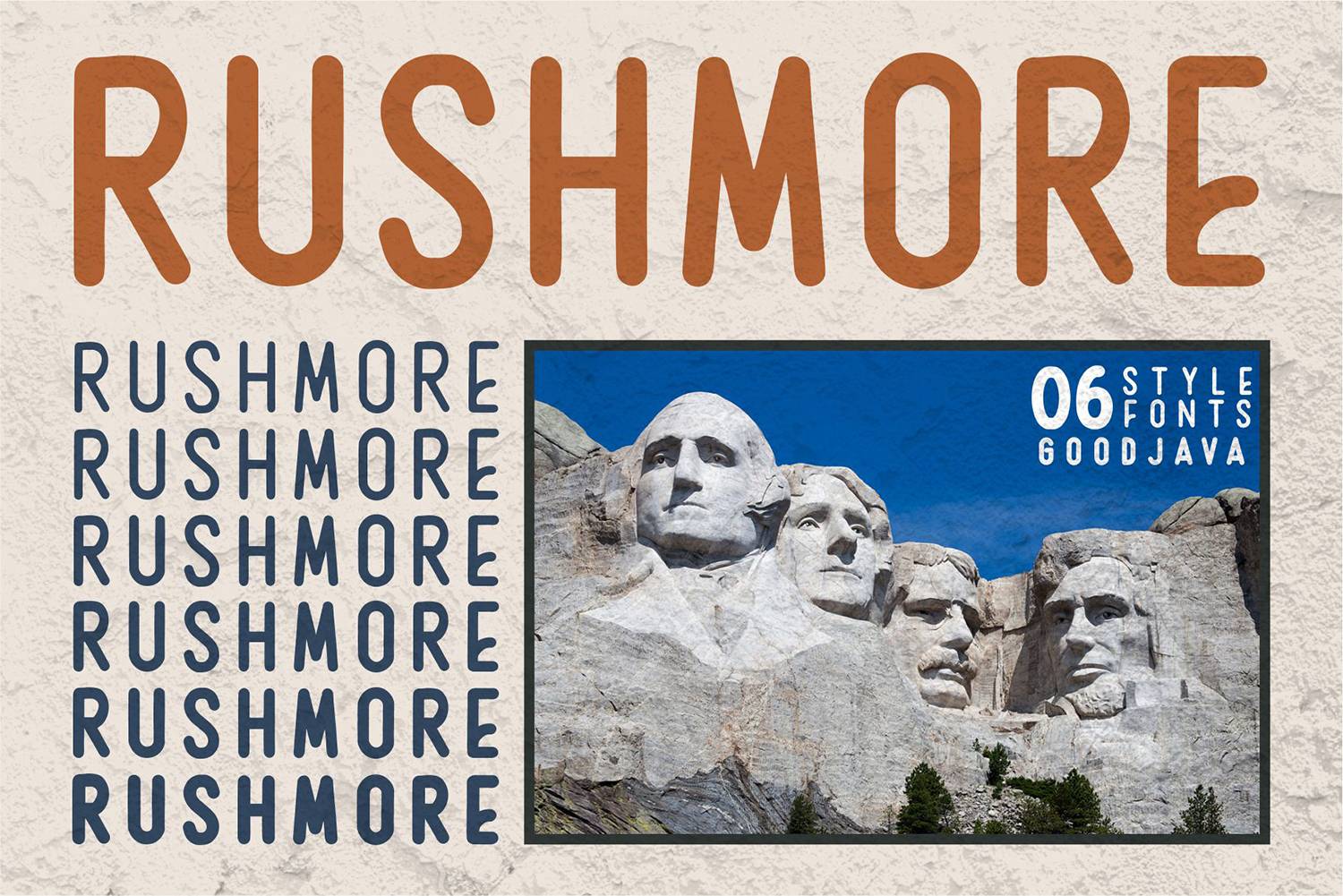 Rushmore Font sample