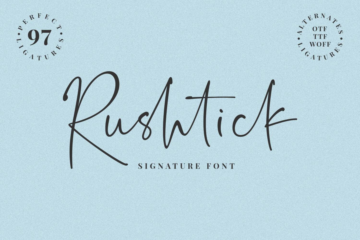 Rushtick Signature Font sample