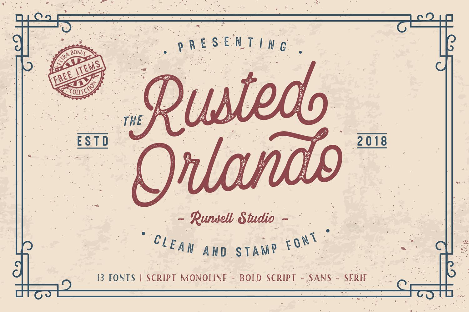 Rusted Orlando Font sample