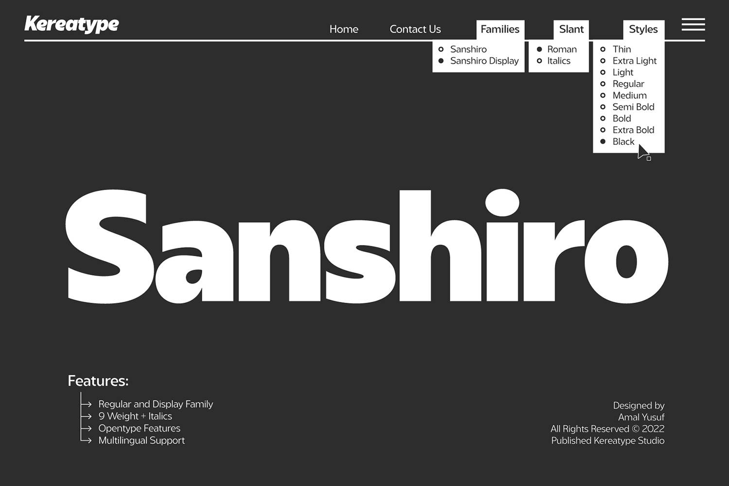 Sanshiro Font sample
