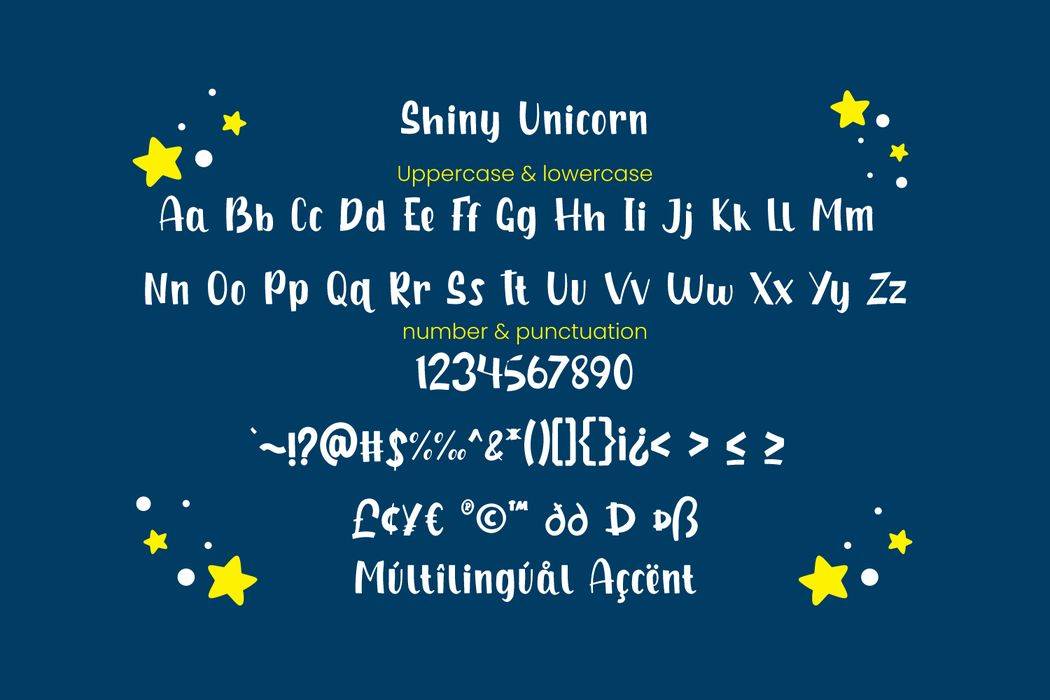 Shiny Unicorn Font sample
