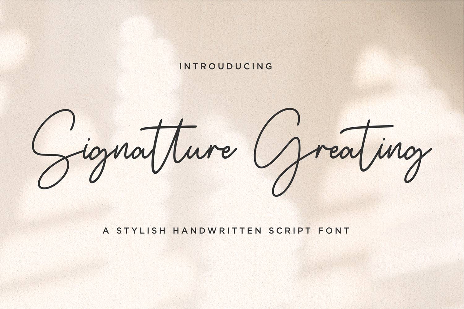 Signatture Greating Font sample