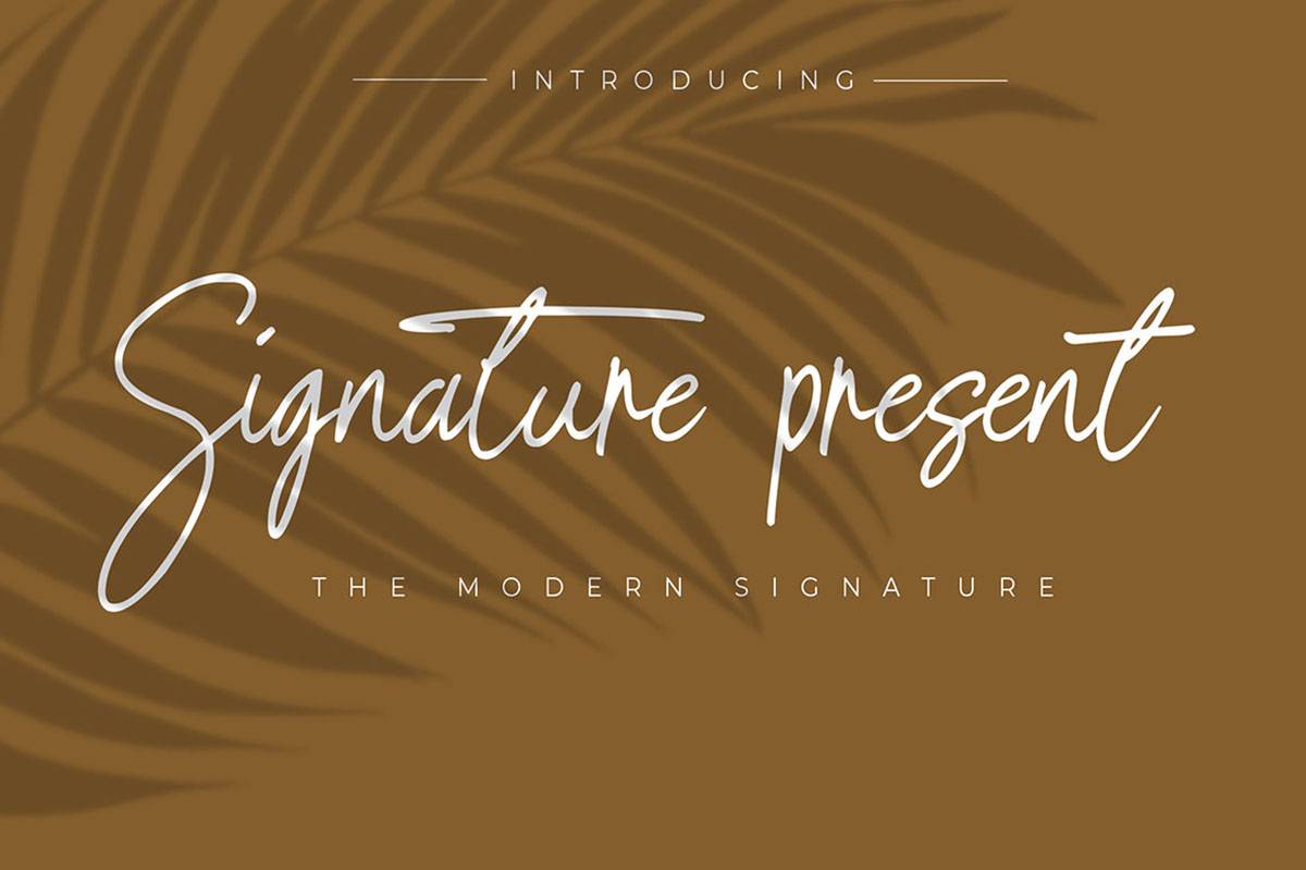 Signature Present Font sample