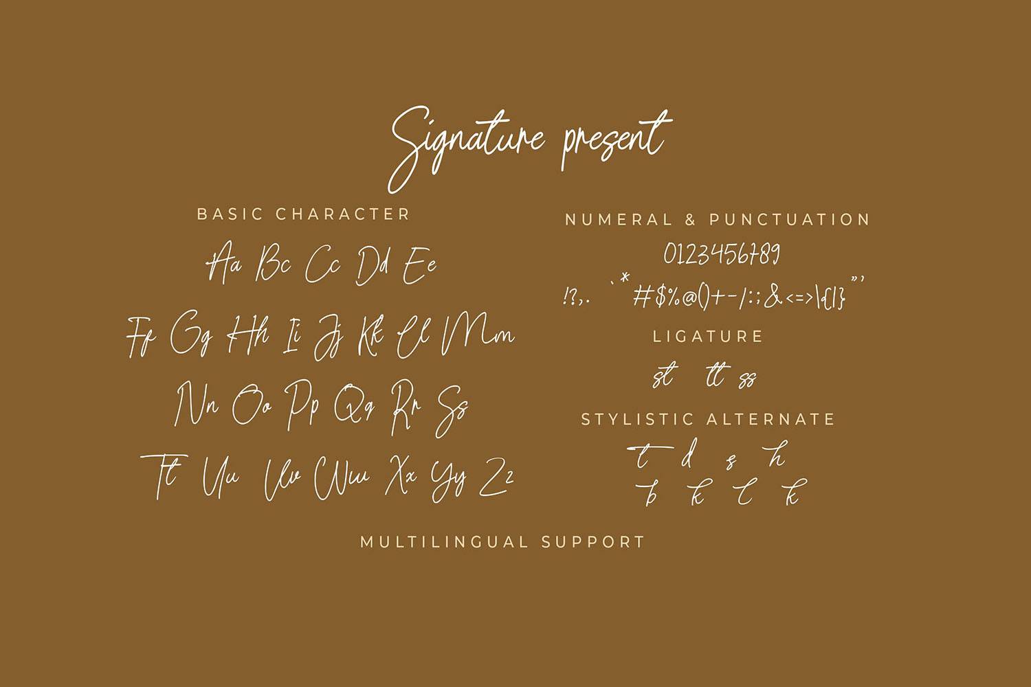 Signature Present Font sample