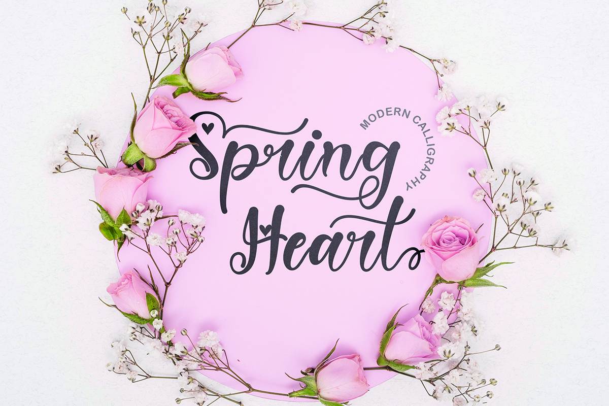 Spring Heart Font sample