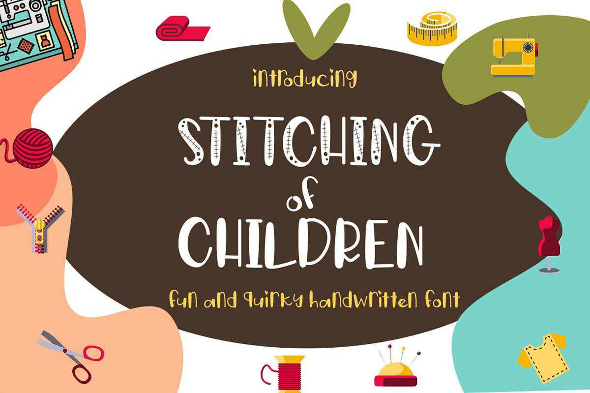Stitching of Children Font sample