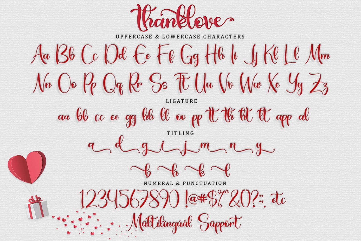 Thanklove Font sample