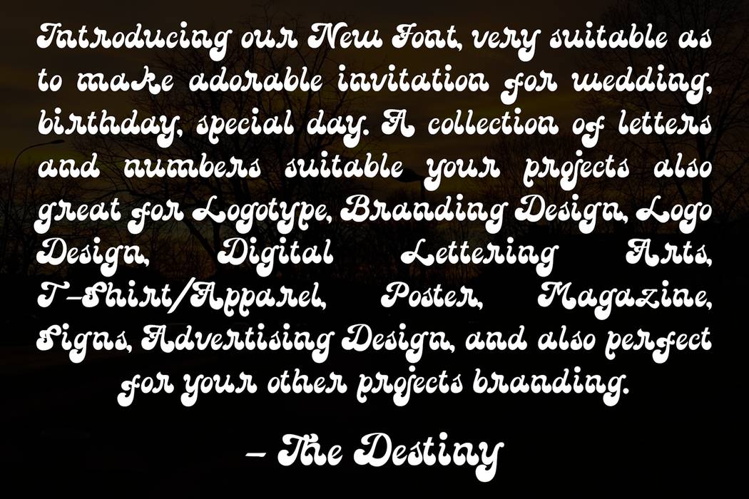 The Destiny Font sample