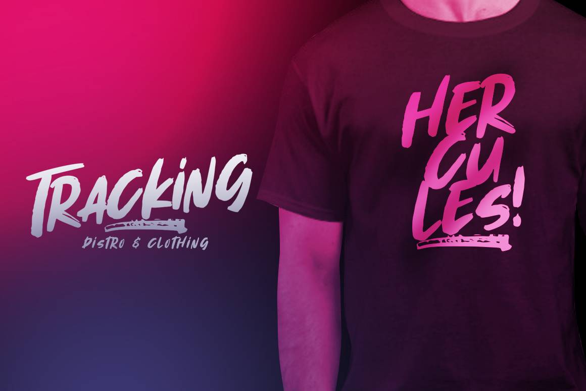 Tracking Brush Font sample