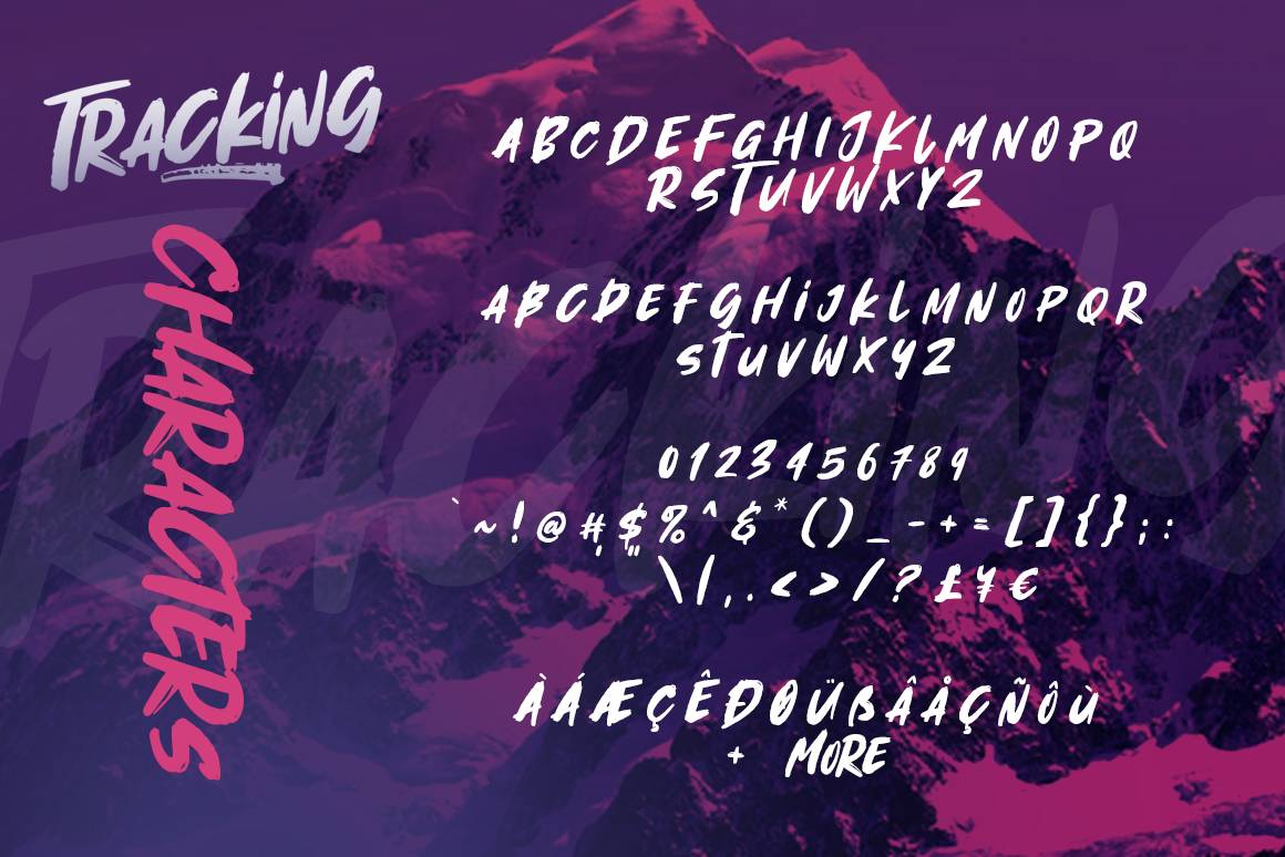 Tracking Brush Font sample