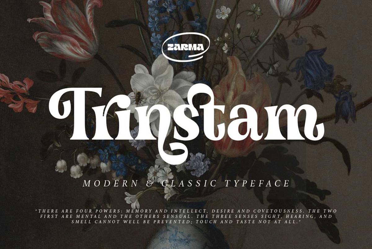 Trinstam Font sample